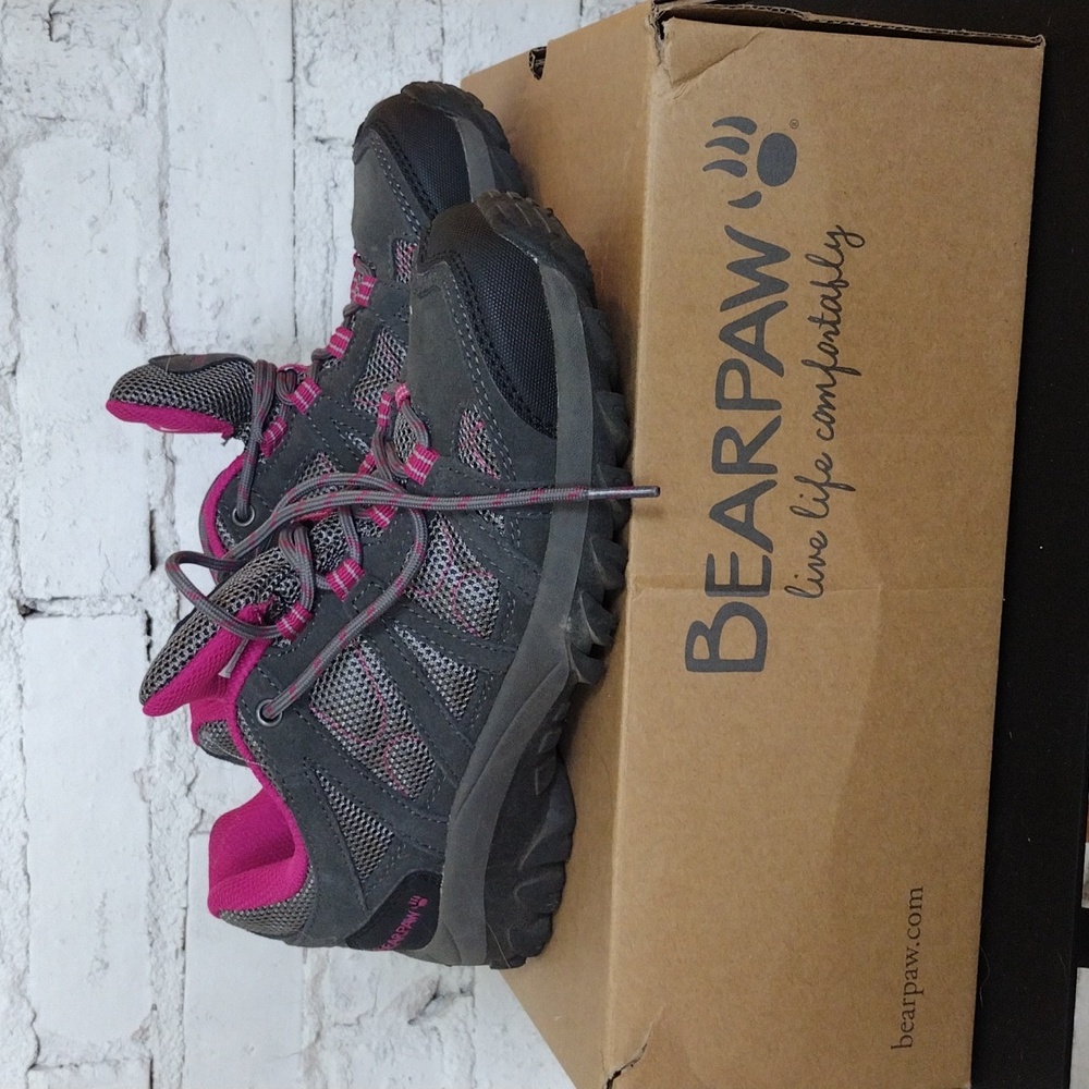 BearPaw Charcoal and Fuchsia Trail Shoes